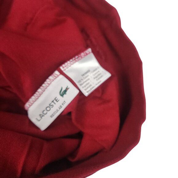 Lacoste Red Hooded Long Sleeve Shirt Regular Fit 100% Cotton Mens XL - Picture 7 of 13